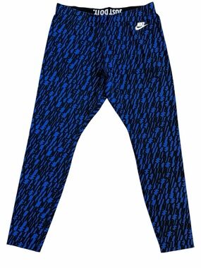 NIKE WOMENS ALL OVER PRINT LEGGINGS Blue and Black XL